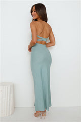 Slow Days Strapless Maxi Dress Sage