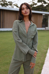LIONESS Horizon Backless Shirt Khaki