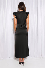 Searching For Paradise Satin Maxi Dress Black