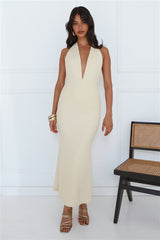 Wait For Love Halter Maxi Dress Yellow