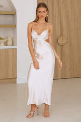Grandest Entrance Satin Maxi Dress Champagne
