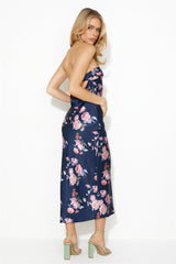 Scent Of Pretty Satin Maxi Dress Navy