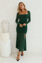 Grand Gesture Long Sleeve Mesh Maxi Dress Green