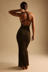 Sheveta Form-Ribbed Split-Back Maxi Dress - Terra