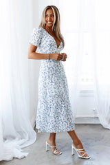 Flower Garden Midi Dress Blue