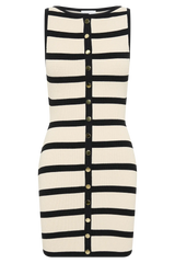 Sawyer Stripe Knit Mini Dress - Black/Cream