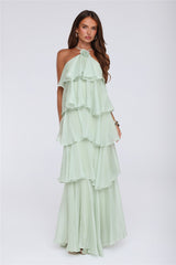 Dreamy Rosette Halter Maxi Dress Mint