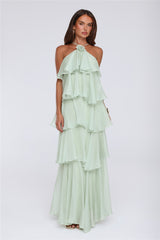 Dreamy Rosette Halter Maxi Dress Mint
