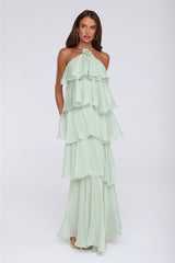 Dreamy Rosette Halter Maxi Dress Mint