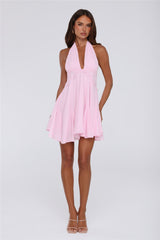 Poppy Kiss Halter Mini Dress Pink