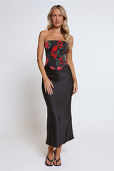 Satin Slip Maxi Skirt Black