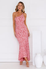 Someone Stylish One Shoulder Mesh Maxi Dress Plum