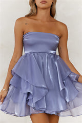 Masquerade Ball Strapless Mini Dress Slate