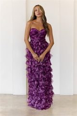 Festival Of You Strapless Tulle Maxi Dress Wine