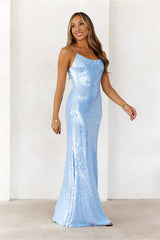 The Muse Sequin Maxi Dress Blue