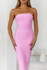 Style Made Simple Strapless Bandage Midi Dress Pink