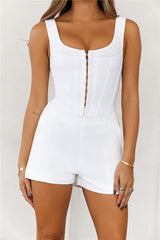 Charm Of Mine Bandage Corset Crop Top White