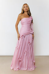 Silver Breeze One Shoulder Maxi Dress Pink