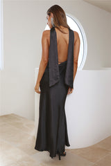 Slip On Class Satin Maxi Dress Black