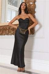 Loves Luxe Satin Maxi Dress Black