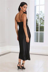 Silky Touch Satin Midi Dress Black