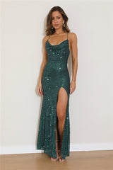 Perfect Attraction Sequin Maxi Dress Forest Green