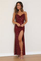 Perfect Attraction Sequin Maxi Dress Red Sequin
