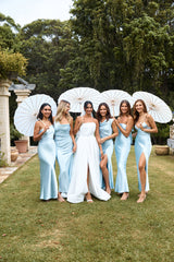 The Sophia Satin Maxi Dress Blue