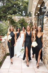 The Sophia Satin Maxi Dress Black