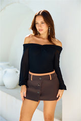 Fashionably Late Off Shoulder Mesh Bodysuit Black
