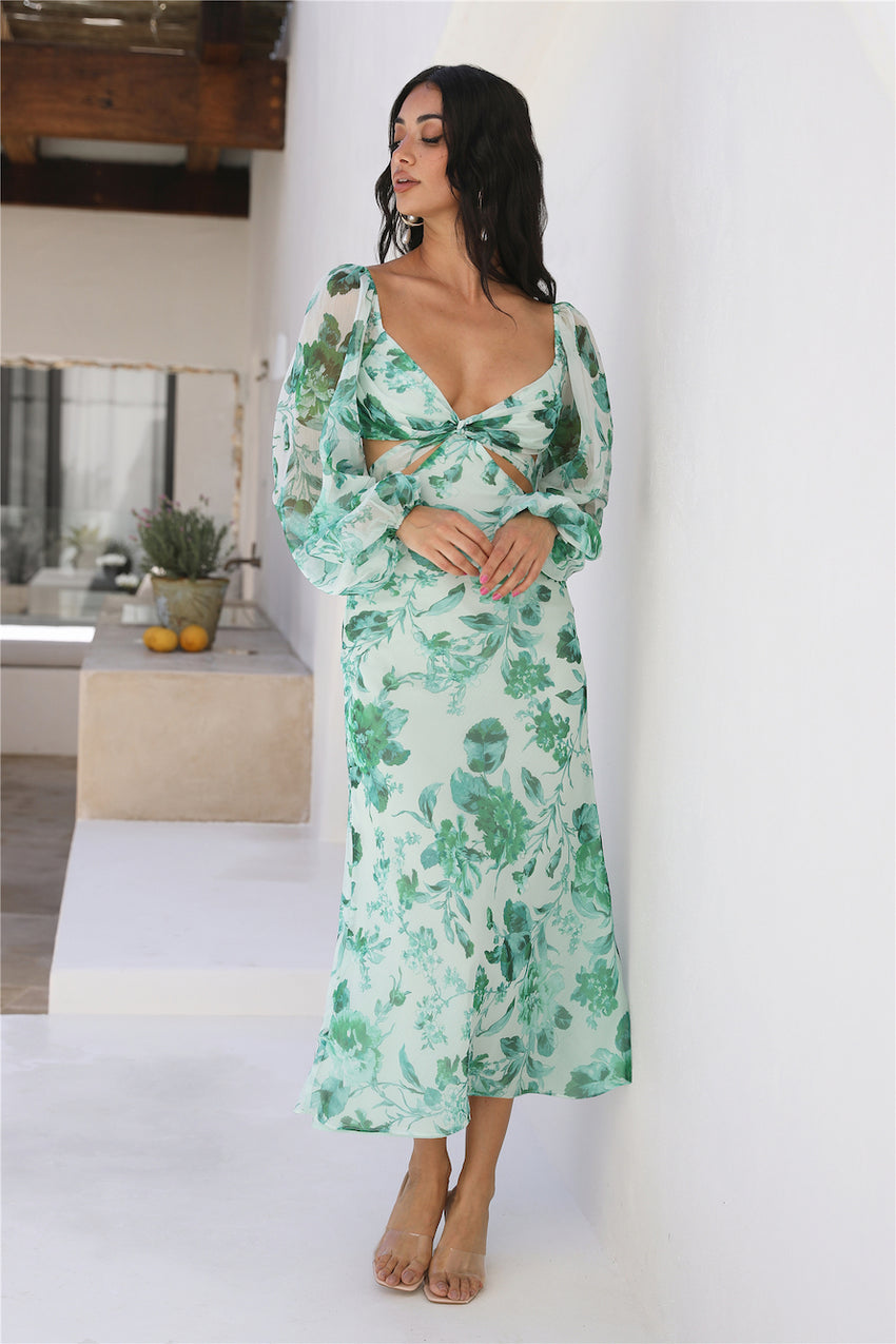 Dahlia Kisses Midi Dress Green