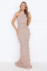 Bedazzled Babe Halter Maxi Dress Champagne