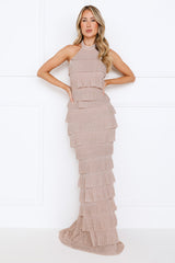 Bedazzled Babe Halter Maxi Dress Champagne