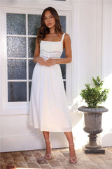 Summertime Romance Linen Midi Dress White