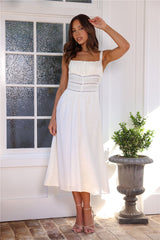 Summertime Romance Linen Midi Dress White