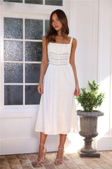 Summertime Romance Linen Midi Dress White