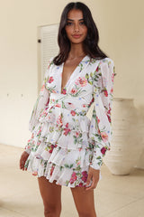 RUNAWAY Carlita Mini Dress Jaci Print White Floral