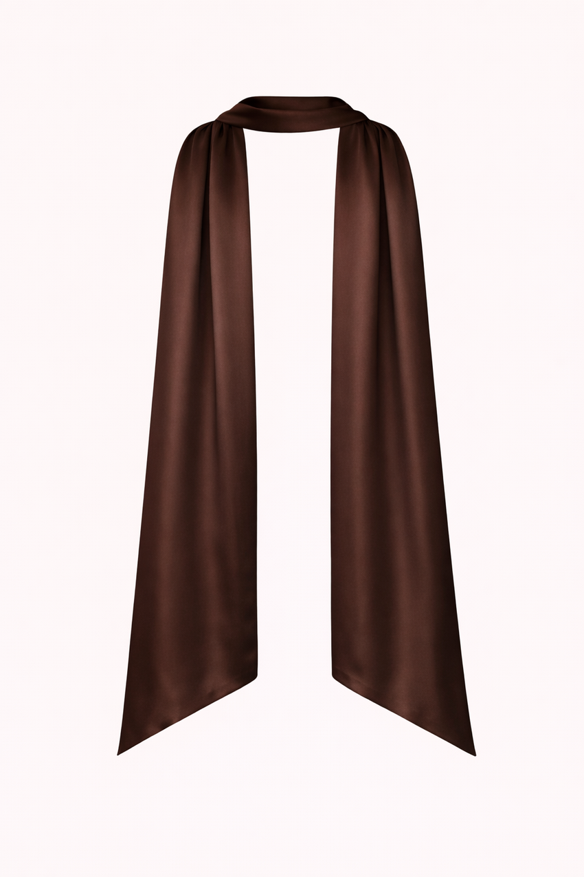 Satin Neck Scarf Chocolate Brown