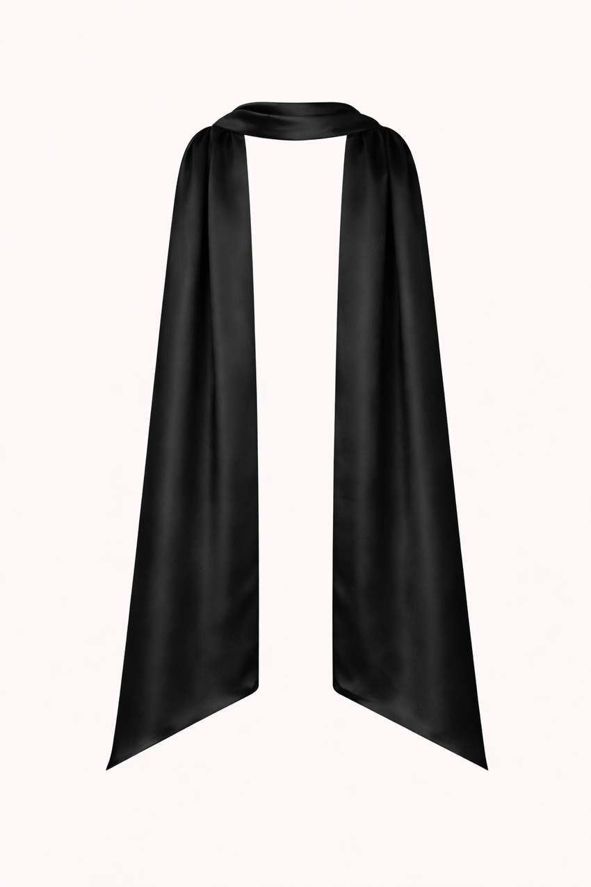 Satin Neck Scarf Black