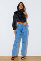 Love Deborah Satin Crop Top Black