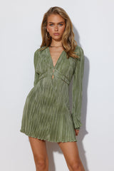 Horizons Meet Plisse Dress Sage