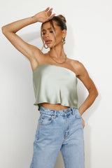 Fresh Style Satin Top Sage