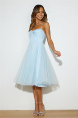 Glam Feeling Tulle Midi Dress Blue