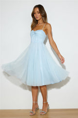 Glam Feeling Tulle Midi Dress Blue