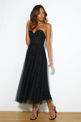 Glitter Sprinkle Midi Dress Black