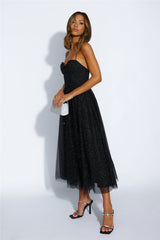Glitter Sprinkle Midi Dress Black