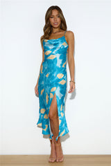 Silky Silhouette Midi Dress Blue