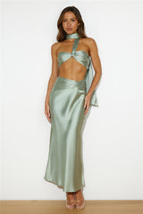 Ideal Vision Satin Crop Top Sage