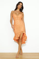 Dance Till Sunrise Lace Midi Dress Orange