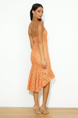 Dance Till Sunrise Lace Midi Dress Orange